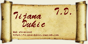 Tijana Dukić vizit kartica